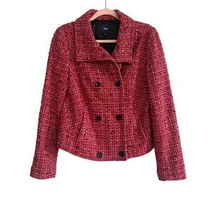 Gap Tweed Preppy Old Money Academia Double Breasted Jacket Wool Cotton Medium